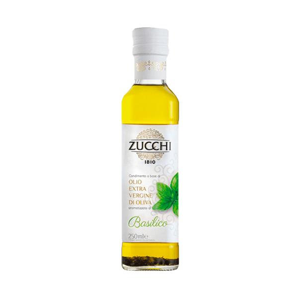 Natives Olivenöl Extra mit Basilikum, Zucchi • Olivenöl mit Basilikumgeschmack • Italienische Feinkost