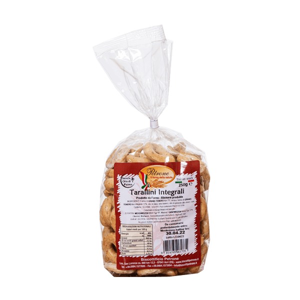 Vollkorn-Taralli, Petrone • Knabbergebäck aus Vollkornweizenmehl • Italienische Feinkost