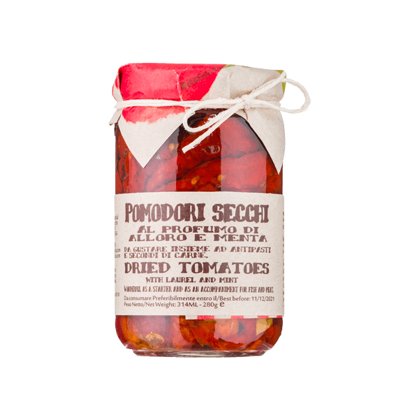 Pomodori Secchi Minze Alloro 280g, Artigiani dei Sapori • Getrocknete Tomaten mit Minze und Lorbeerblättern