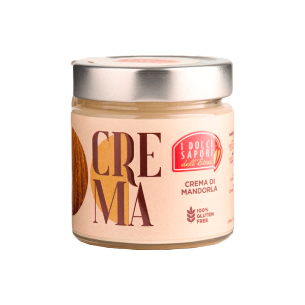 Mandelcreme Glutenfrei 190g, I Dolci Sapori dell'Etna • Brotaufstrich aus Sizilien • Süßes aus Italien ohne Gluten