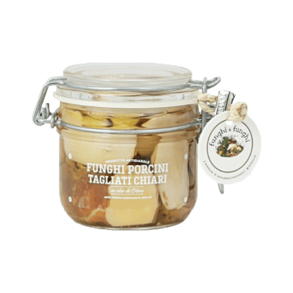 Helle Steinpilze geschnitten in Öl 200g, Borgolab • Eingelegte Porcini Pilzen • Italienische Feinkost
