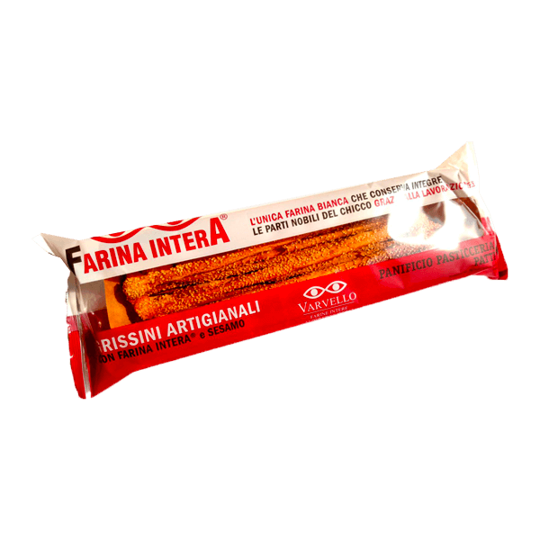 Grissini farina intera e sesamo, produzione artigianale 200g, Patti
