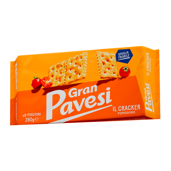 Cracker Pomodori 280g, Pavesi • Knabbergebäck mit Tomaten und Kräutern • Italienische Feinkost