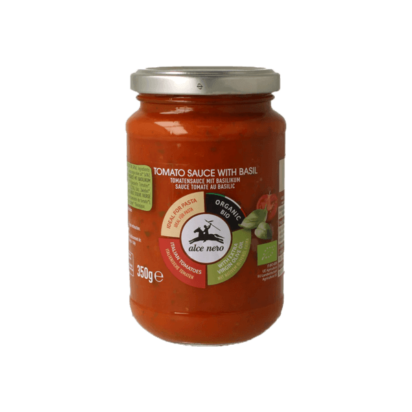 Bio Tomatensauce Basilikum 350g, Alce Nero • Nudelsauce mit Tomaten und Basilikum • Italienische Feinkost