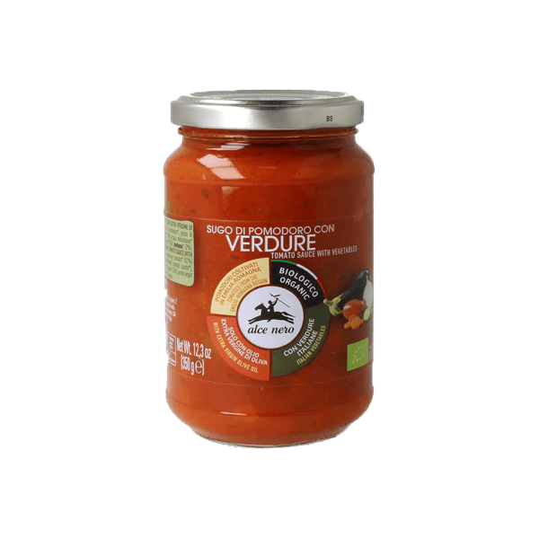 Bio Tomatensauce Gemüse 350g, Alce Nero • Nudelsauce mit Tomaten und Gemüse • Italienische Feinkost