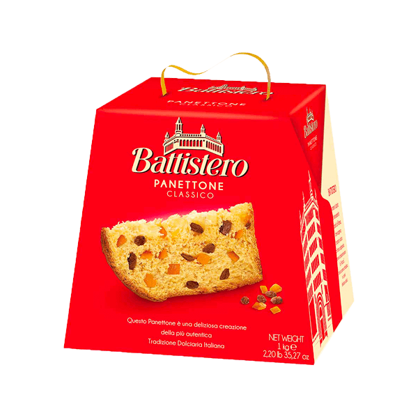 Panettone Classico 1kg, Battistero • Feine Weihnachts Backware • Süßes aus Italien