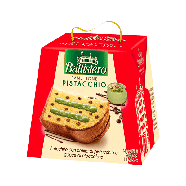 Panettone Pistacchio mit Pistaziencreme 750g, Battistero • Feine Weihnachts Backware • Süßes aus Italien