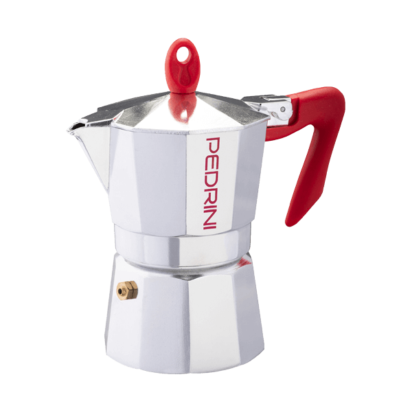 Moka Kaffeemaschine Poliertes Aluminium 6 Tassen, Pedrini • Espressokocher aus Italien