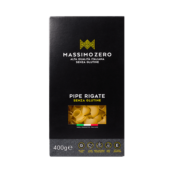 Pipe Rigate Glutenfrei 400g, Massimo Zero • Nudeln aus Mais-und Reismehl • Italienische Feinkost