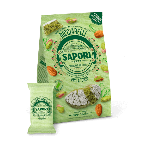 Ricciarelli Pistazien Pistacchio 120g, Sapori • Mandelgebäck mit Pistazien • Süßes aus Italien