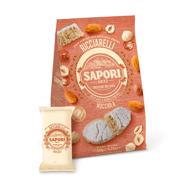 Ricciarelli Haselnüsse Nocciola 120g, Sapori • Mandelgebäck mit Haselnüssen • Süßes aus Italien