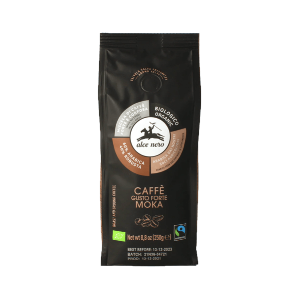 Bio Mokka Arabica 100% Fairtrade 250g, Alce Nero • Kaffee Gemahlen • Espresso aus Italien