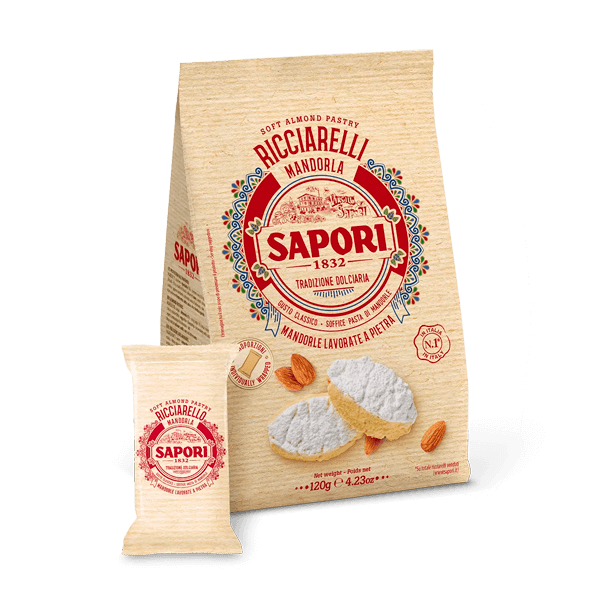 Ricciarelli Mandeln Mandorle 120g, Sapori • Toskanisches Mandelgebäck • Süßes aus Italien
