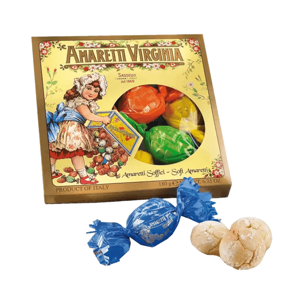 Amaretti Colore Schachtel mit Sichtfenster 120g, Virginia • Mandel-Kekse • Süßes aus Italien