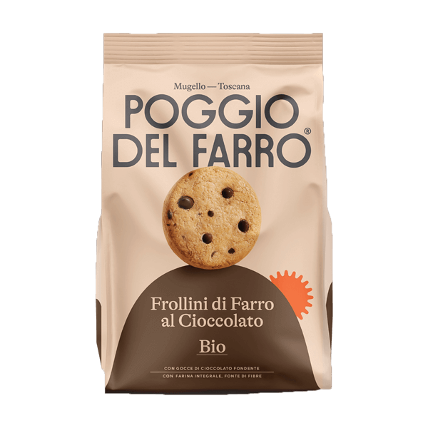 Bio Dinkel Schoko Kekse 250g, Poggio del Farro • Gebäck aus Dinkelvollkornmehl • Italienische Süßigkeiten