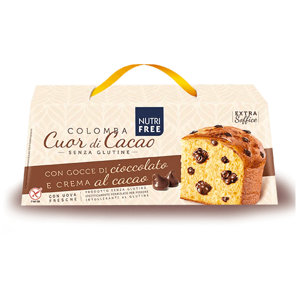 Colomba Osterkuchen Glutenfrei Cuor Kakao 400g, Nutrifree • Feine Backware • Osterkuchen Süßes aus Italien